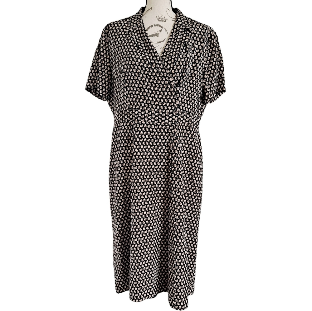 Laura Ashley midi dress size 14 prairie floral cottagecore button up retro